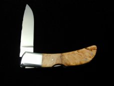 Al Warren Tunisian Olive Burl Wood Drop Point Lock Back Knife Roseville CA. 3.75" Closed S30V Blade