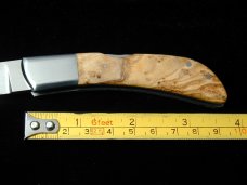 Al Warren Tunisian Olive Burl Wood Drop Point Lock Back Knife Roseville CA. 3.75" Closed S30V Blade