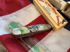 Vintage Camillus 2 Blade Large Cigar Knife w/ Riders of the Silver Screen Handles -Hopalong Cassidy