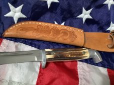 Queen Fixed Blade Bird & Trout Knife w/ Sweet Bone Handles -NOS