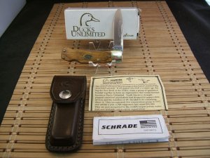 SCHRADE CUTLERY LIMITED EDITION USA DUCKS UNLIMITED NIB WSHEATH NOS VINTAGE LOCKBACK POCKET KNIFE