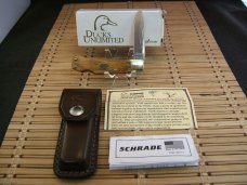 SCHRADE CUTLERY LIMITED EDITION USA DUCKS UNLIMITED NIB W/SHEATH NOS VINTAGE LOCKBACK POCKET KNIFE