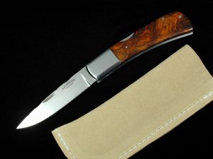 Al Warren Cocobolo Burl Wood Drop Point Lock Back Knife Roseville CA 375quot Closed S30V Blade