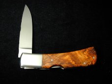 Al Warren Cocobolo Burl Wood Drop Point Lock Back Knife Roseville CA. 3.75" Closed S30V Blade