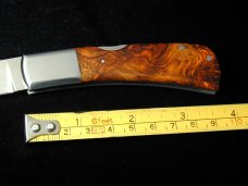 Al Warren Cocobolo Burl Wood Drop Point Lock Back Knife Roseville CA. 3.75" Closed S30V Blade