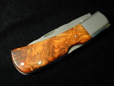 Al Warren Cocobolo Burl Wood Drop Point Lock Back Knife Roseville CA. 3.75" Closed S30V Blade