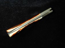 Al Warren Red Sambar Stag Drop Point Lock Back Knife Roseville CA. 3.75" Closed Damasteel Blade