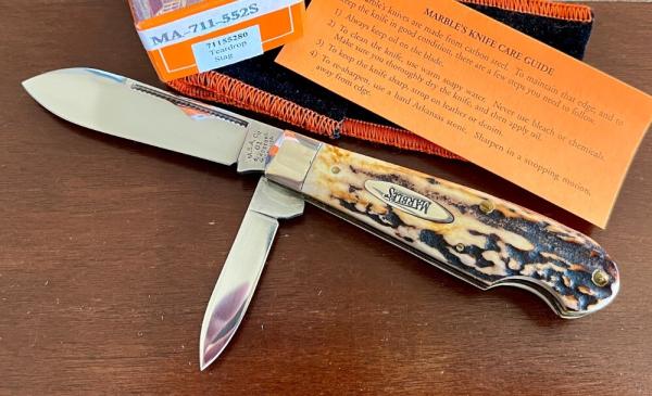 Marbles MSA Teardrop Jack Knife, Beautiful Stag Handle, USA Made In 2001, Used Marbles MSA Teardrop Jack Knife, Beautiful Stag Handle, USA Made In 2001, Used
