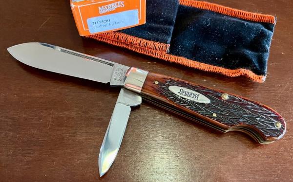 Marbles MSA Teardrop Jack Knife, Jig Bone Handle, USA Made In 2001, Unused