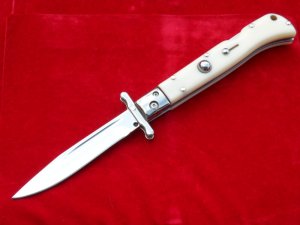 New 9quot Roma style Swinguard Switchblade knife Ivory handles