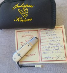 Vincenzo Balistreri Fancy Jack..3.75..Elephant Ivory.Rwl34..Mokume inlays...ivory bead.coa..pouch 