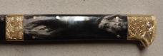 Massive 20" Double Eagle Picklock Switchblade. Damascus Blade and Buffalo Horn handles.