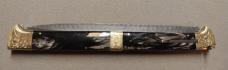 Massive 20" Double Eagle Picklock Switchblade. Damascus Blade and Buffalo Horn handles.