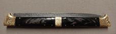 Massive 20" Double Eagle Picklock Switchblade. Damascus Blade and Buffalo Horn handles.
