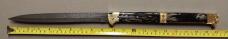 Massive 20" Double Eagle Picklock Switchblade. Damascus Blade and Buffalo Horn handles.