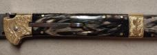 Massive 20" Double Eagle Picklock Switchblade. Damascus Blade and Buffalo Horn handles.