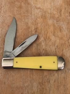 1974 Case Rail Splitter Yellow Delrin Handles 3299 1/2