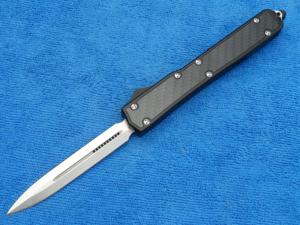 New 10.5" Dagger Blade OTF Black handle with carbon fiber insert