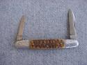 Antique ULSTER KNIFE CO., Engraved Aluminum Elongated Bolsters, Finely Jigged Pick-Bone, Pen Knife