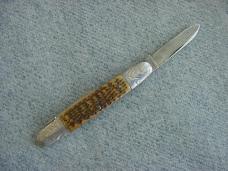 Antique ULSTER KNIFE CO., Engraved Aluminum Elongated Bolsters, Finely Jigged Pick-Bone, Pen Knife