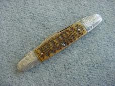 Antique ULSTER KNIFE CO., Engraved Aluminum Elongated Bolsters, Finely Jigged Pick-Bone, Pen Knife