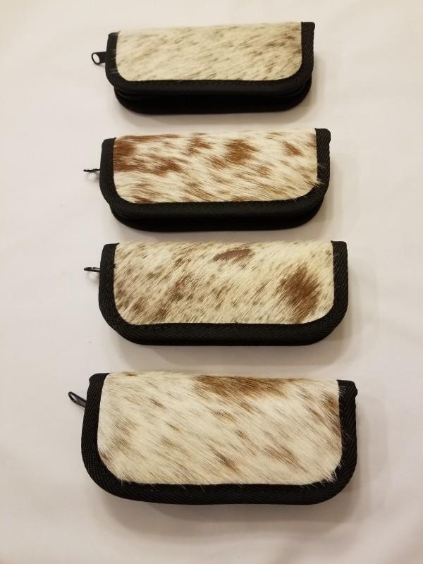 LONGHORN HIDE KNIFE POUCH =6" - ZIPPERED WITH PLUSH INTERIOR - MADE IN THE USA