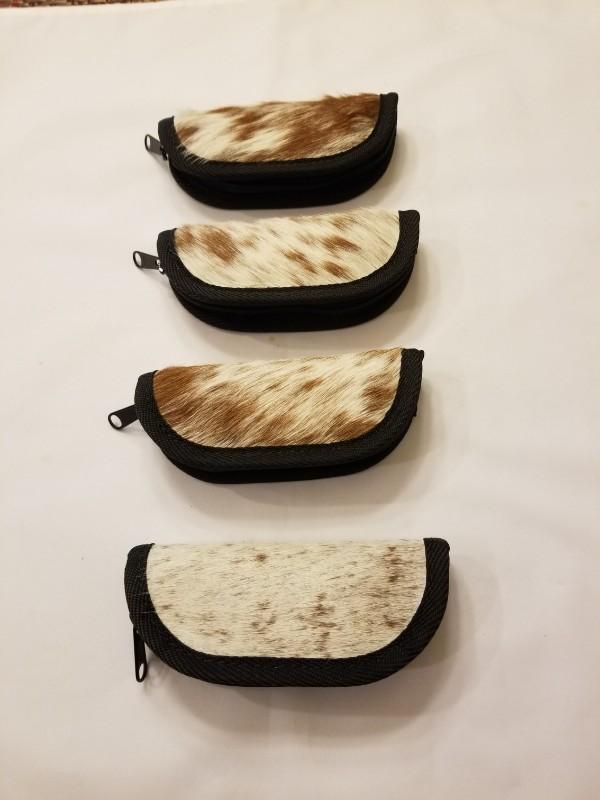 LONGHORN HIDE KNIFE POUCH =5" - ZIPPERED WITH PLUSH INTERIOR - MADE IN THE USA