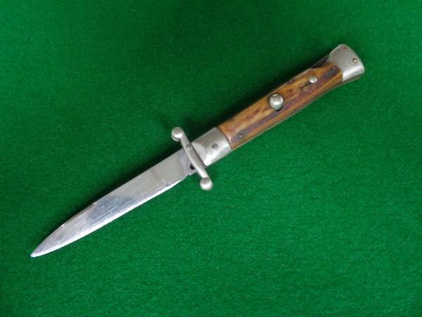 c.1960's STAG handle Folding Guard Switchblade Italy Inox PATENT