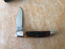 Queen Cutlery USA 41L Amber Carved Stag Bone Liner Lock