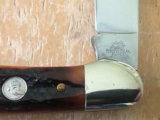 Queen Cutlery USA 41L Amber Carved Stag Bone Liner Lock