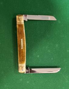  Big Vintage Custom Made Half Congress Knife with Nice Smooth Bone Handles