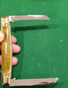  Big Vintage Custom Made Half Congress Knife with Nice Smooth Bone Handles