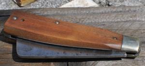 Schrade Walden Rope Knife Wood handles Never Used 4 1/2" Closed Has Tarnishish Loud In/Out Tight