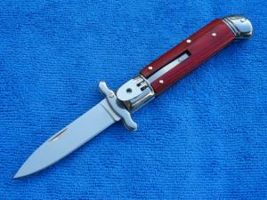 **SALE** 8" Swinguard Leverlock switchblade knife rosewood Handles fileworked backspring