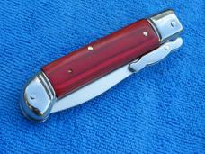 **SALE** 8" Swinguard Leverlock  switchblade knife rosewood Handles fileworked backspring