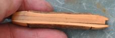 Folder Made Of Wood 3 1/2" Closed 3 Copper Pins Bark Handle Blonde Wood Bolsters Frame And Blade