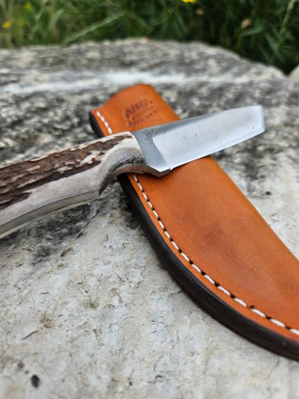 2023 Handmade Anza Tanto Sheath Knife - Fat Elk Stag - Discontinued!