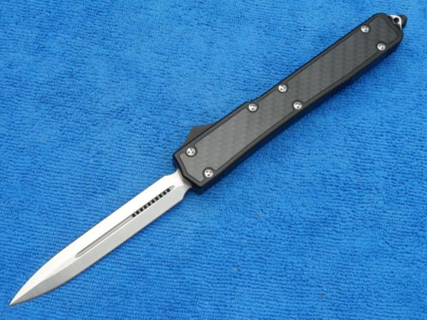 New 10.5" Dagger Blade OTF Black handle with carbon fiber insert 