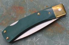 Schrade USA 50T Green Saw Cut Delrin Lock Back Brass Bolsters Mint Factory Edge Old Timer Shield