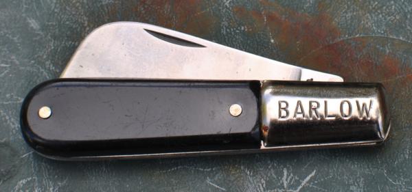 Barlow Hawk Prov. Cutlery Co.3 3/8" Mint Mrror Polish Thick Black Fiber Handles 