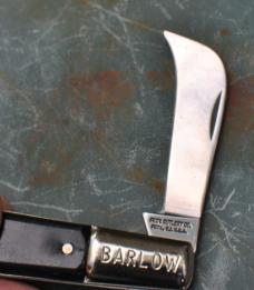 Barlow Hawk Prov. Cutlery Co.3 3/8" Mint Mrror Polish Thick Black Fiber Handles 