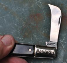 Barlow Hawk Prov. Cutlery Co.3 3/8" Mint Mrror Polish Thick Black Fiber Handles 