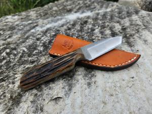 2023 Handmade Anza Tanto Sheath Knife - Amber Brown Jigged Bone