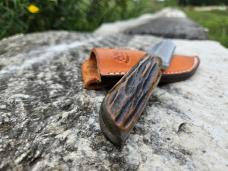 2023 Handmade Anza Tanto Sheath Knife - Amber Brown Jigged Bone