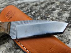 2023 Handmade Anza Tanto Sheath Knife - Amber Brown Jigged Bone