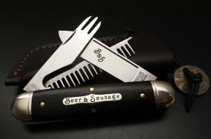 Great Eastern Cutlery #35 Beer & Sausage Bar Tool Knife PLUS Leather Slip Gabon Ebony GEC 352320