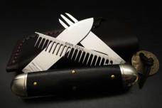 Great Eastern Cutlery #35 Beer & Sausage Bar Tool Knife PLUS Leather Slip Gabon Ebony GEC 352320
