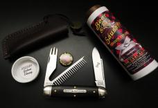 Great Eastern Cutlery #35 Beer & Sausage Bar Tool Knife PLUS Leather Slip Gabon Ebony GEC 352320