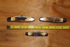 Case XX Stainless USA 2 Dot 1978 Stag Red Etch Knives / Set of 3
