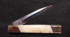 11" Camel Bone Slant Bolster Switchblade with Brass Bolsters 